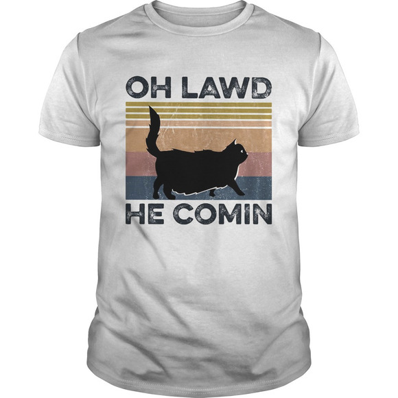 Cat Oh Lawd He Comin Retro Shirt - Picture 1 of 4